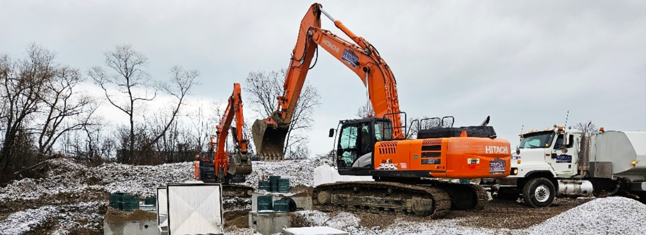 Excavator in snow